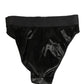 Black Satin High-Waist Brief Logo Women Underwear