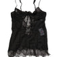 Black Silk Lace Lingerie Chemise Top Underwear