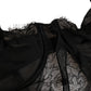 Black Silk Lace Lingerie Chemise Top Underwear
