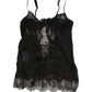 Black Silk Lace Lingerie Chemise Top Underwear