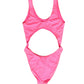 Pink Cut-Out High Leg One Piece Swimsuit Swimwear