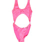 Pink Cut-Out High Leg One Piece Swimsuit Swimwear