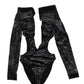 Black Deep V-Neck One Piece Swimsuit Swimwear