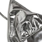 Metallic Silver Sleeveless Bustier Cropped Top