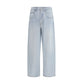 Blue Cotton Tapered Jeans