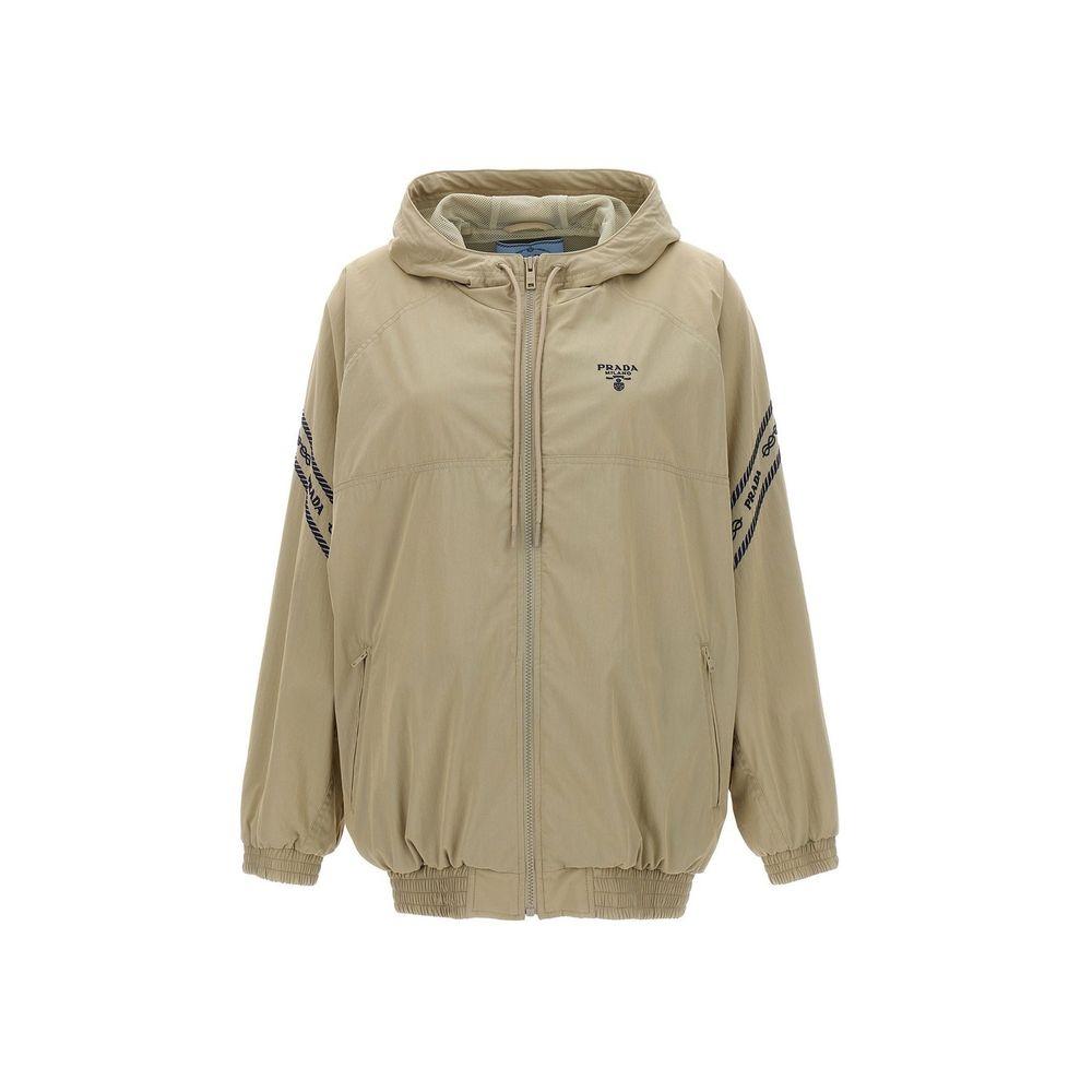 Beige Cotton Full-Length Jacket