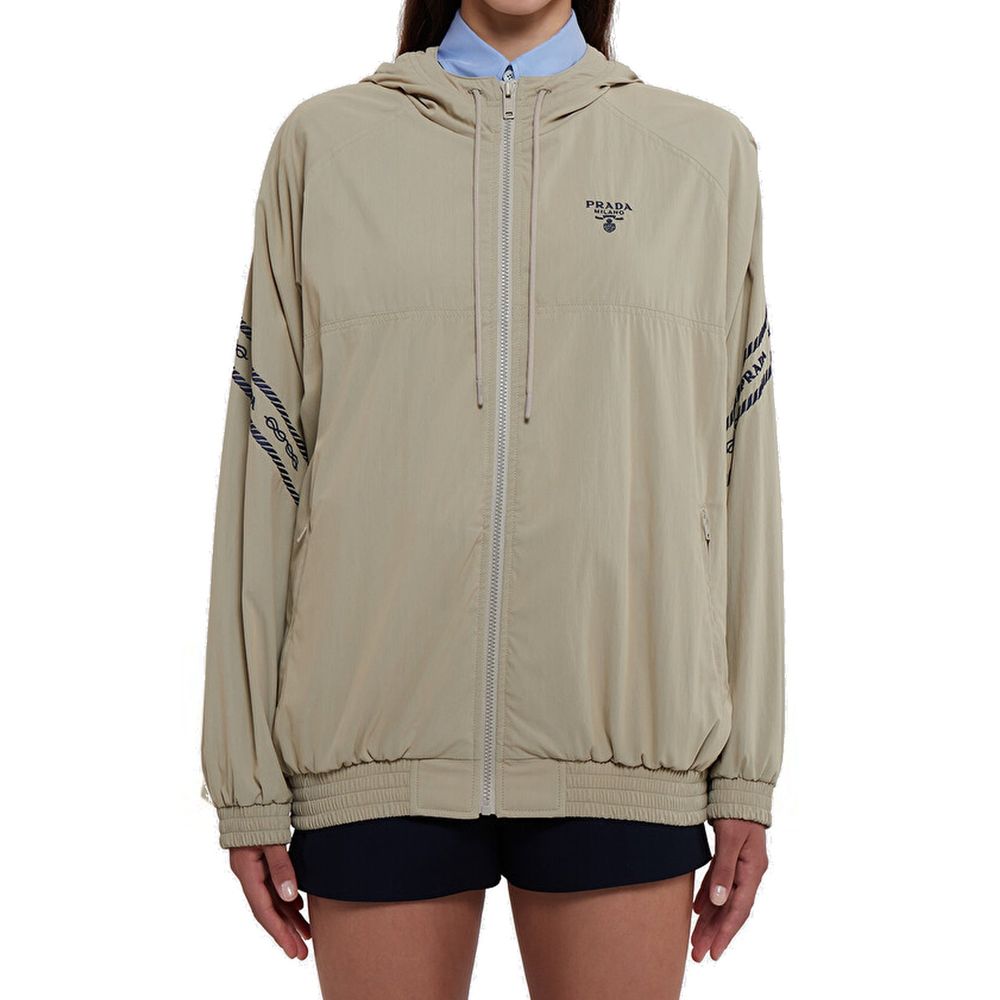 Beige Cotton Full-Length Jacket