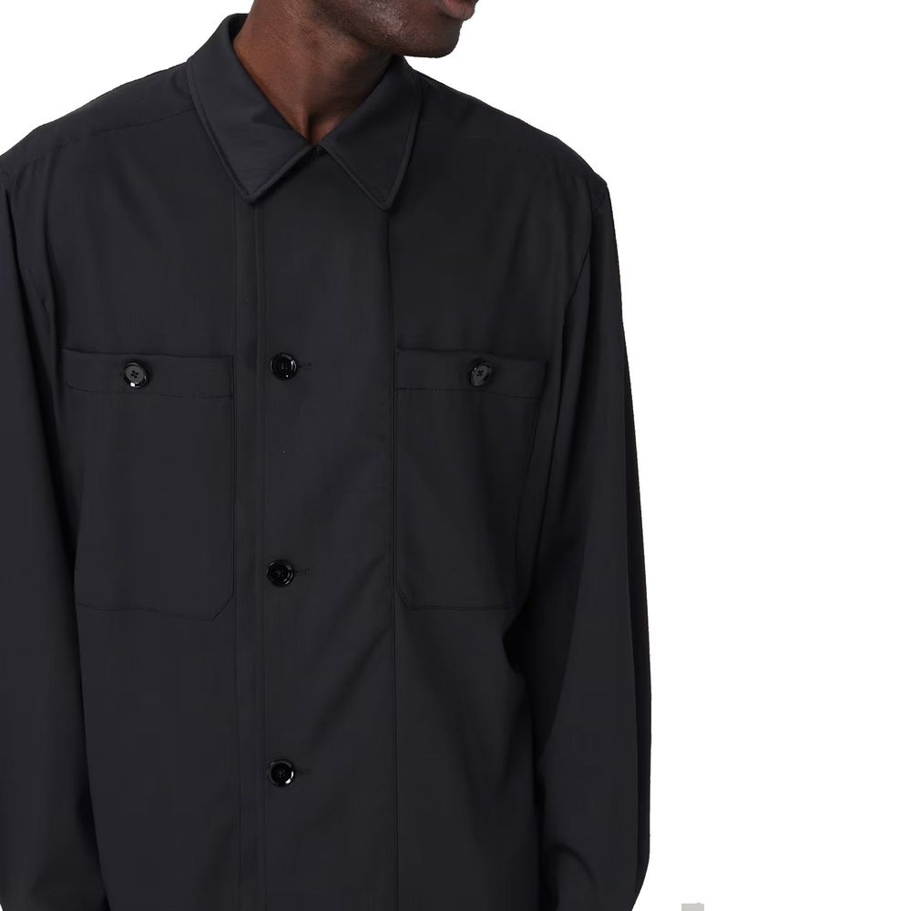 Black Virgin Wool Full-Length Jacket