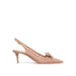 Beige Calfskin High Heel Pumps