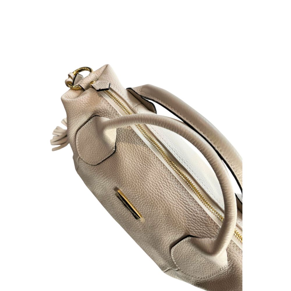 Beige Leather Women Handbag