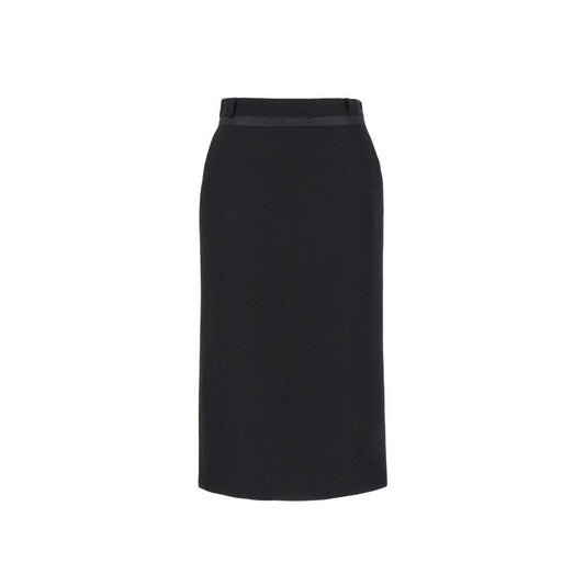 Black Virgin Wool Midi Skirt