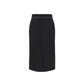 Black Virgin Wool Midi Skirt