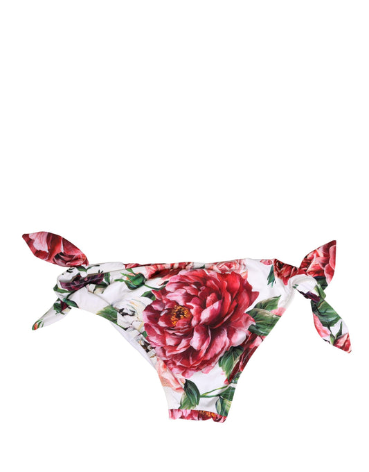 White Floral Print Swimsuit Bikini Bottom Swimwear