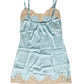 Blue Lace Silk Satin Tank Chemise Sleepwear
