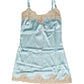 Blue Lace Silk Satin Tank Chemise Sleepwear