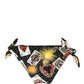 Black Graphic Cards Print Bikini Bottom Swimwear