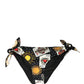 Black Graphic Cards Print Bikini Bottom Swimwear