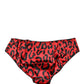 Black Red Leopard Mid Waist Brief Panty Underwear