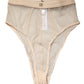Beige Silk Blend High Waist Brief Panty Underwear