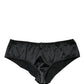 Black Silk Stretch Mid Waist Brief Panty Underwear