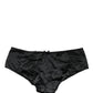 Black Silk Stretch Mid Waist Brief Panty Underwear