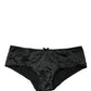 Black Silk Stretch Mid Waist Brief Panty Underwear