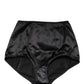 Black Silk Blend High Waist Girdle Panty Underwear