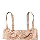 Beige Semi-Pad Underwire Balconette Bra Underwear