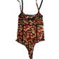 Multicolor CherryPrint Lace Bodysuit Underwear