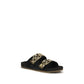 Black Calf Leather Bos Taurus Strap-On Sandals