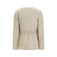 Beige Linen Full-Length Jacket