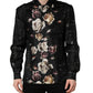 Black Floral Print Long Sleeves Casual Shirt