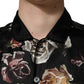 Black Floral Print Long Sleeves Casual Shirt