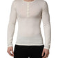 White Long Sleeves Henley Pullover Sweater