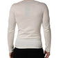 White Long Sleeves Henley Pullover Sweater