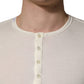 White Long Sleeves Henley Pullover Sweater