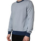 Blue Long Sleeves Crew Neck Pullover Sweater