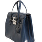 Blue Smooth Leather Lady Lock Shouler Bag