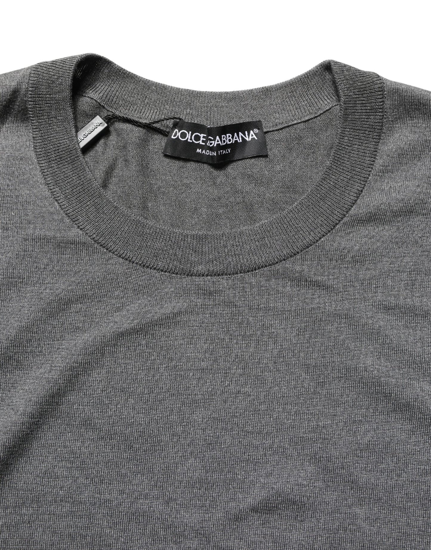 Gray Long Sleeves Crew Neck Pullover Sweater