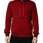Red Cotton Full Zip Fleece Men Hoodie Sweater