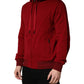 Red Cotton Full Zip Fleece Men Hoodie Sweater