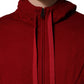 Red Cotton Full Zip Fleece Men Hoodie Sweater