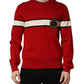 Red Wool DG Crest Crew Neck Pullover Sweater