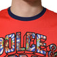 Orange Logo Print Cotton Crew Neck T-shirt