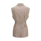 Beige Linen Sleveless Jacket