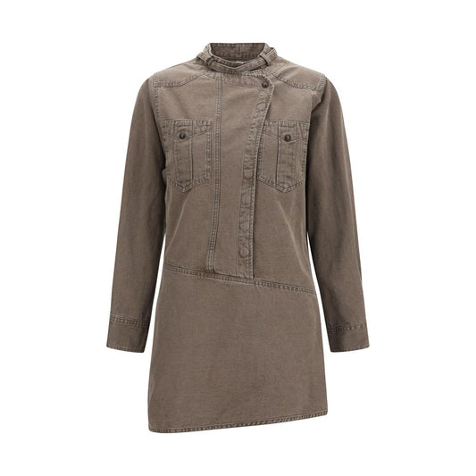 Brown Cotton Casual Dress