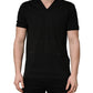 Black Cotton V-Neck Men Short Sleeves T-shirt