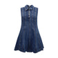 Blue Cotton Casual Dress