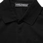 Black Cotton Collared Short Sleeves Men Polo T-shirt