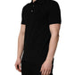 Black Cotton Collared Short Sleeves Men Polo T-shirt